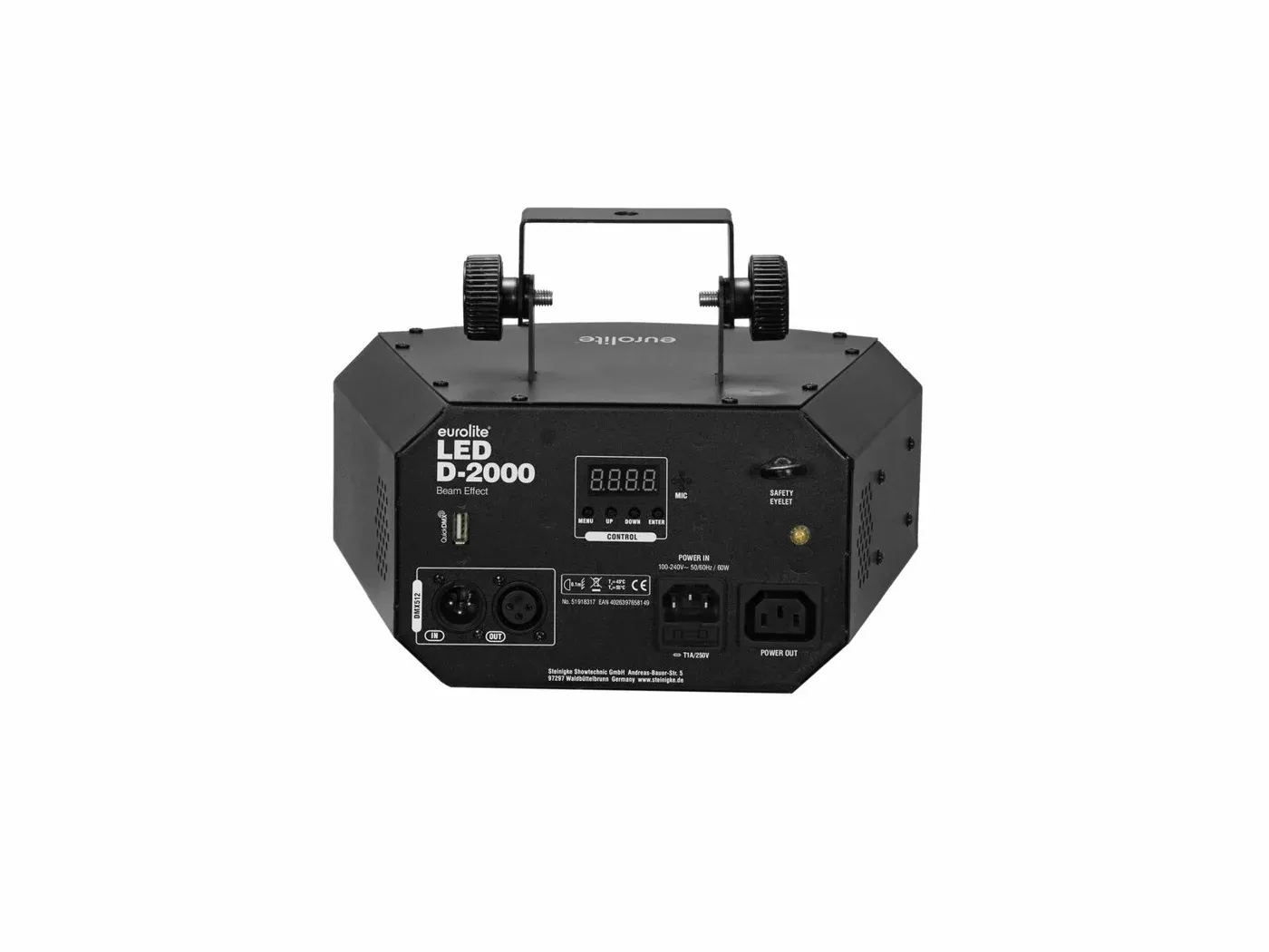 Eurolite LED D-2000 Strahleneffekt – Extrem lichtstarker Derby mit 5 × 10W LEDs (RGBAW), DMX, Musiksteuerung und IR-Fernbedienung - füllt auch große Räume mit Strahlen mieten – Bild 4